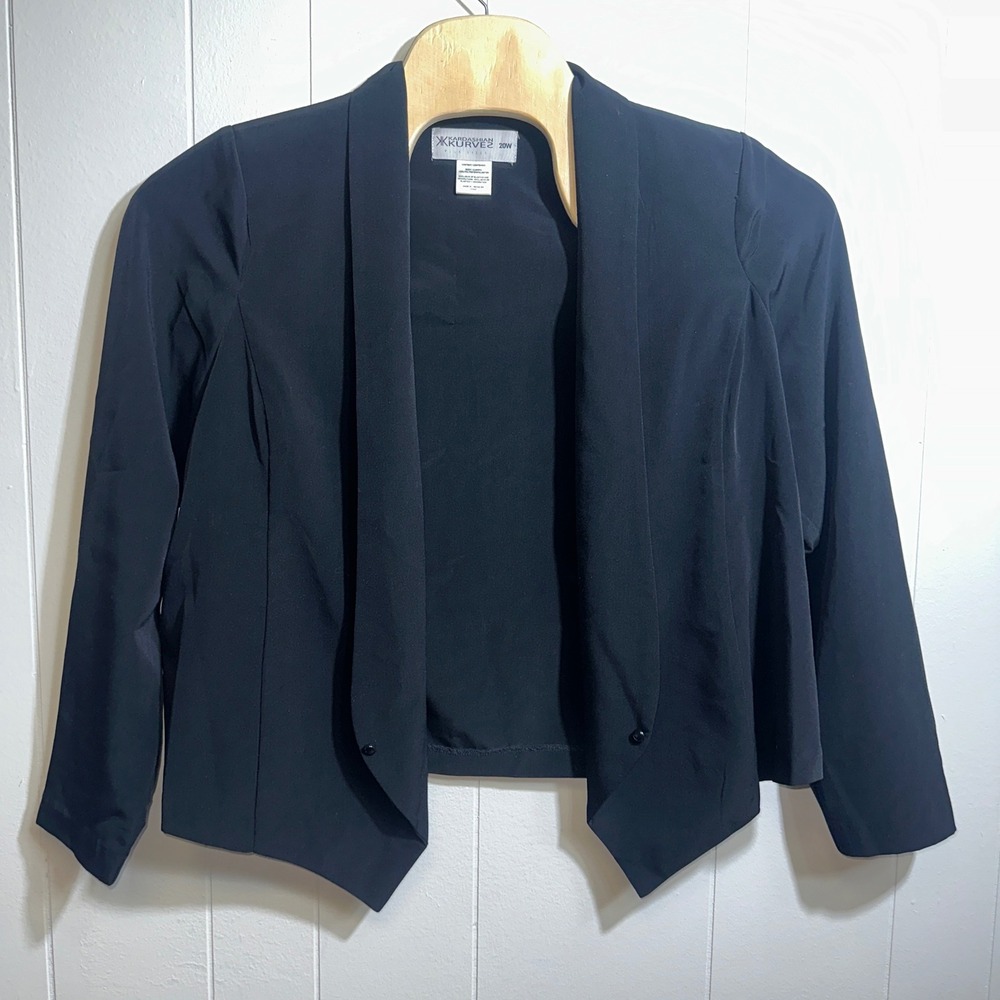 Kardashian Kurves Black Cropped Open Front Blazer Plus Size 20W Holiday 2012